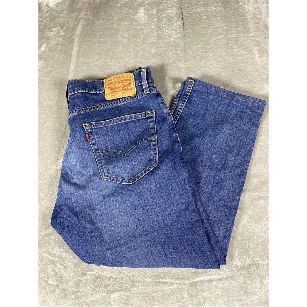 Levi's 502‎ Taper Jeans Mens 34x29 Blue  Levi's Stretch Performance Inseam 26'